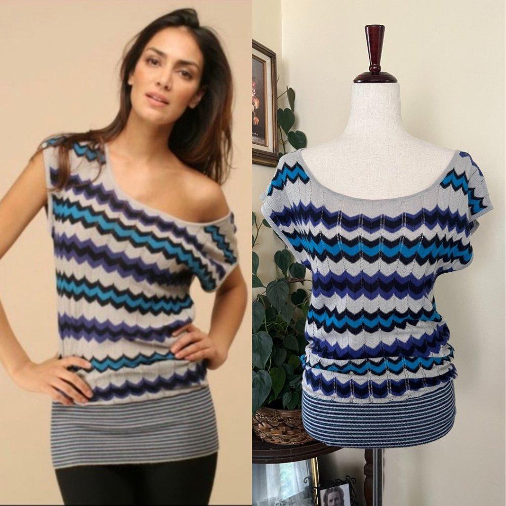 Free People Dancing Chevron Knit Top sz S